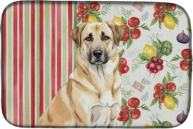 Caroline's Treasures Anatolian Shepherd Dog Vegetables Dish Drying Mat Absorbent Dish Drying Mat Pad for Kitchen Counter Dish Drainer Mat for Countertop 14 x 21 Multicolor