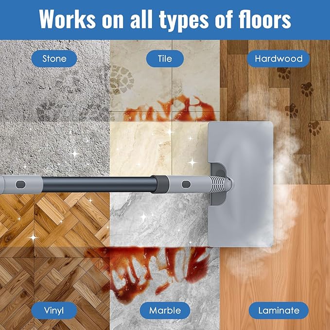 FEPPO 2-in-1 Steam Mop &amp Handheld Cleaner Bundle with 10-in-1 Accessories &amp 4 Washable Pads (Includes 2 Extra Pads) - 1300W Powerful Steamer for Floors Hardwood Tile Grout Windows Kitchen