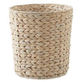 Casafield Water Hyacinth Waste Basket - Whitewash White Woven Wicker Trash Can for Bathroom Bedroom Laundry Room Home Office