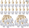 BBTO 200 Pcs Hanging Car Diffuser Bottles Bulk Empty Clear Glass Air Freshener Bottles with Wooden Cap for Perfume Essential Oils Fragrance Aromatherapy Ornament(Skull)