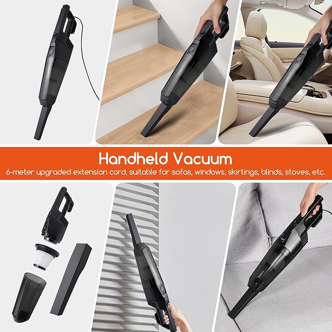 Lightweight Vacuum Cleaners for Home Unique Vacuum and Mop Combo - 3 Dust Filters/Microfiber Pads Corded Stick Vacuums &amp Electric Brooms - 600W 25Kpa Suction for Kitchen Bedroom Living Room