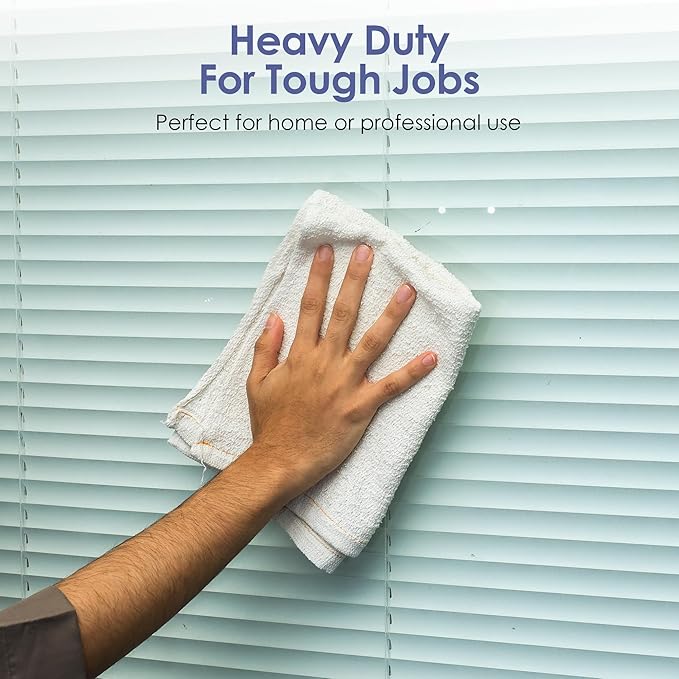 Terry Cloth Rags for Cleaning (60PCS) Bag of Rags White 100% Cotton Bar Mop Paint Cloth and Multipurpose Kitchen Auto Staining Lint Free Absorbent Washable Towel 15x18 in
