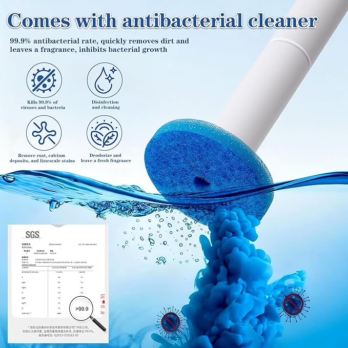 Pack of 40 disposable toilet brush refills designed exclusively for automatic pop-up toilet brushes. Toilet brush refills (Ocean Scent). Not compatible with electric toilet brushes. (40 blue refills)