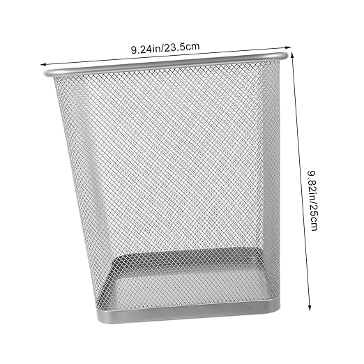 Garneck Household Sturdy Iron Framed Trash Can Ventilated Mesh Design Garbage Container for Bedroom Office and Indoor Use Stylish and Practical Wastebasket