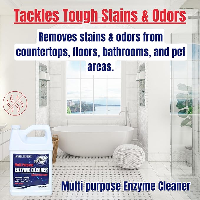 Commercial Multi-Purpose Enzyme Cleaner &amp Odor Eliminator | Pet &amp Human Urine Stains &amp Odors | Carpet Laundry Bathroom Drain &amp Trash Deodorizer | Dog Cat Organic Waste Remover (1