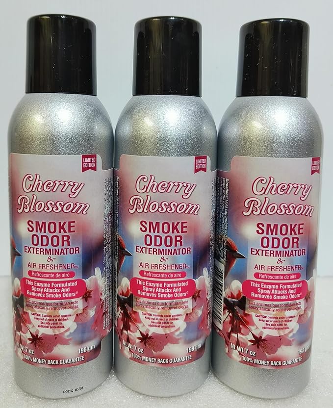 Smoke Odor Exterminator 198 gm/ 7 oz Large Spray Cherry Blossom 7oz Can 3 Pack. Assorted