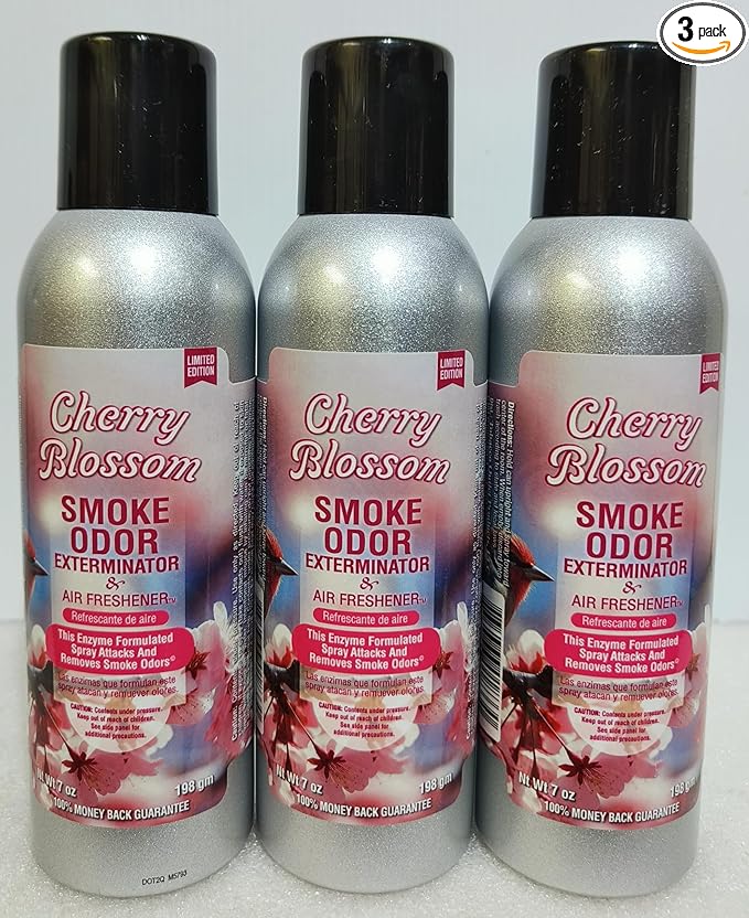 Smoke Odor Exterminator 198 gm/ 7 oz Large Spray Cherry Blossom 7oz Can 3 Pack. Assorted