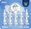Glade PlugIns Refills Air Freshener Scented and Essential Oils for Home and Bathroom Clean Linen 6.7 Fl Oz 10 Count