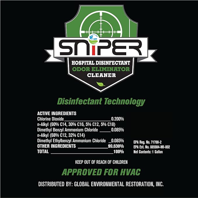 SNiPER Hospital Disinfectant Odor Eliminator &amp All-Purpose Cleaner 1 Gallon 2-Pack