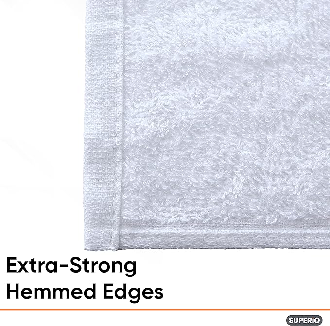Superio Terry Cloth Rags White Washcloths 100% Cotton 12 Cleaning Cloths Kitchen Towels Facial Washcloth Spa Cloths Hand Towel Small Lint Free Rags for Multi-Purposes (24 Pack)