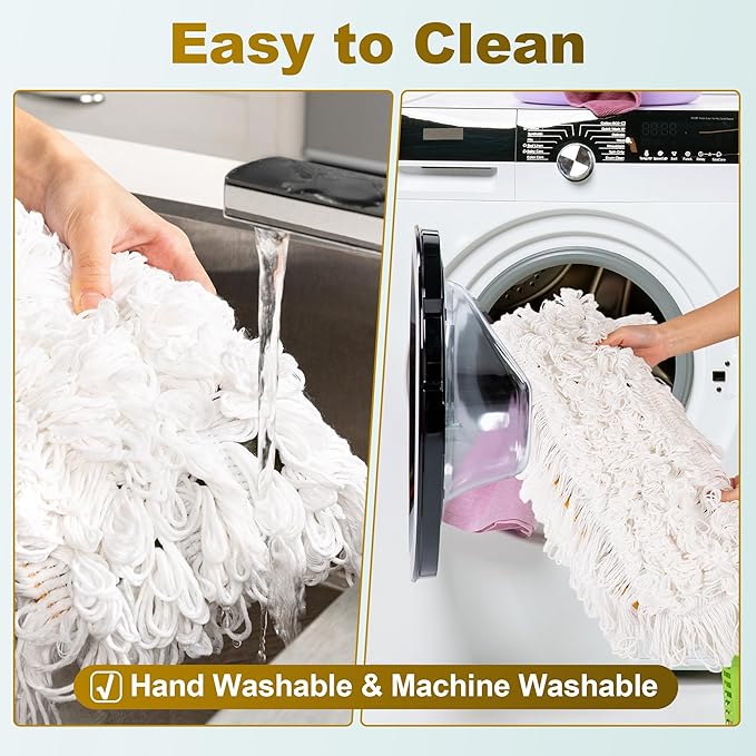 4-Pack 36'' Universal Microfiber and Cotton Mop Pads – Loop End - Easy Zipper - Compatible with Industrial Dust Mops – Reusable Replacement Heads for Commercial Floor Cleaning &amp Janitorial Supplie