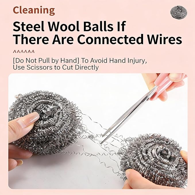 150 Pack Stainless Steel Scrubbers for Kitchen Cleaning Metal Scouring Pads for Pots Pans Oven Grill &amp Bathroom Surfaces Wire Wool Sponge Individually Wrapped Set
