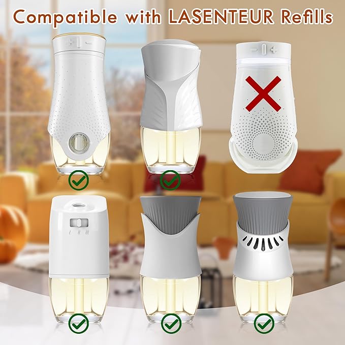 Plug-In Air Freshener Refills 12 Pack – Pumpkin Apple Cinnamon Cinnamon Roll &amp Salted Caramel Cream Scents – Adjustable Home &amp Bathroom – Compatible with Air Wick &amp Glade Not Include Gl