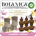 Botanica by Air Wick Plug in Scented Oil Starter Kit 2 Warmers + 6 Refills Himalayan Magnolia and Vanilla Air Freshener Eco Friendly Essential Oils