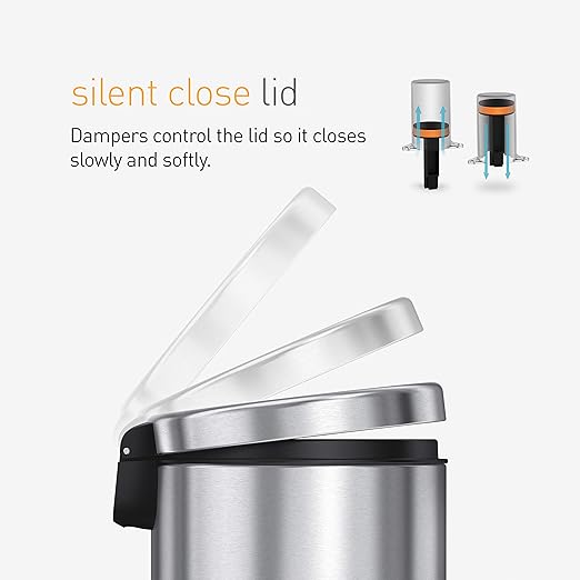 simplehuman 4.5 Liter Bathroom Trash Can White Steel