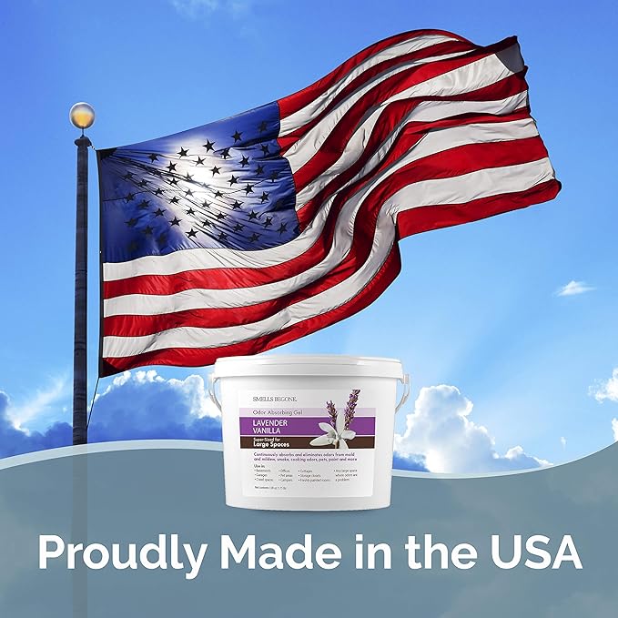 SMELLS BEGONE 1-Gallon Gel Odor Eliminator – High-Capacity Long-Lasting Absorber for Large Basements Garages Workshops &amp Commercial Areas – Remove Tough Odors with Essential Oils (Lavender Vani