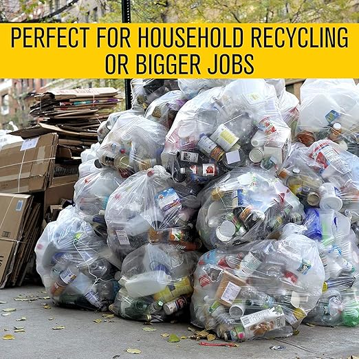 Ultrasac 42 Gallon 3 MIL Thick Heavy Duty Clear Trash Bags - 33 x 48 - Pack of 50 - For Industrial Construction &amp Commercial