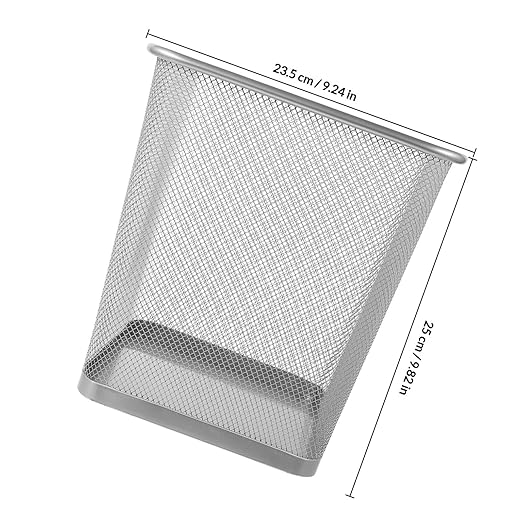 jojofuny Metal Mesh Trash Can Small Square Silver Wire Wastebasket for Bedroom Office Indoor Use Household Waste Bin