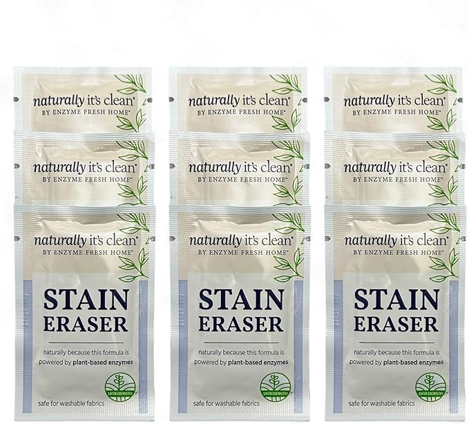 Naturally It's Clean Stain Eraser Natural Enzymes Based/Biodegradable Instant Stain Removal Spot Wipe Removes Wine Coffee Soda Spills Odor on Clothes Bags 60 Count (Pack of 1)