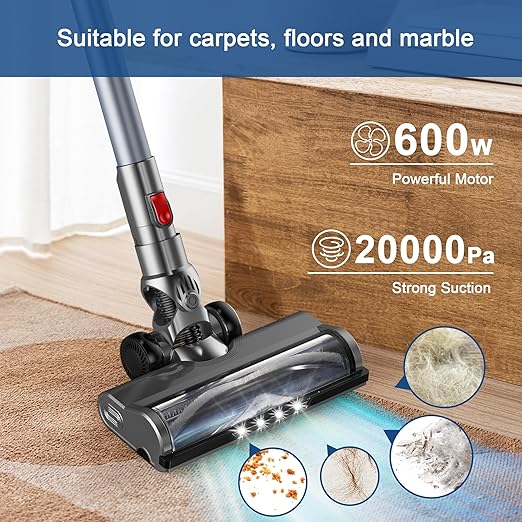 Intercleaner Corded Vacuum Cleaner 20KPa Powerful Suction with 600W Motor Electric Floor Brush 4 in 1 Lightweight Bagless Stick Vac with Handheld for Hardwood Floor Carpet Car Pet Hair