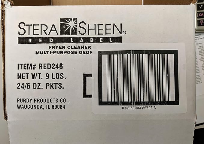 Stera Sheen Fryer Cleaner 24 x 6 oz. Pkts Stera Red Label Food Grade Fryer Cleaning Powder Fryer Boil Out Easy Use Portion Packets