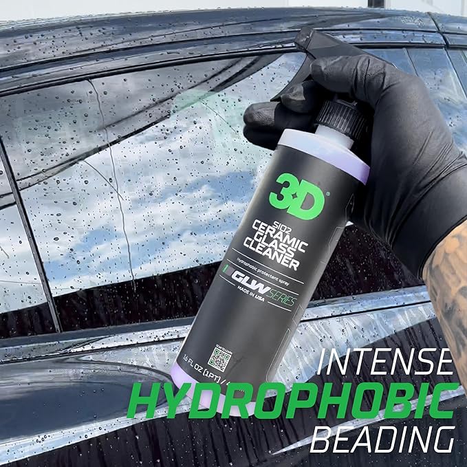 3D SiO2 Ceramic Glass Cleaner Ceramic Detailer – Hydrophobic Protection for Glass &amp Paint with Hyper Gloss Finish – GLW Series (16 oz Each)