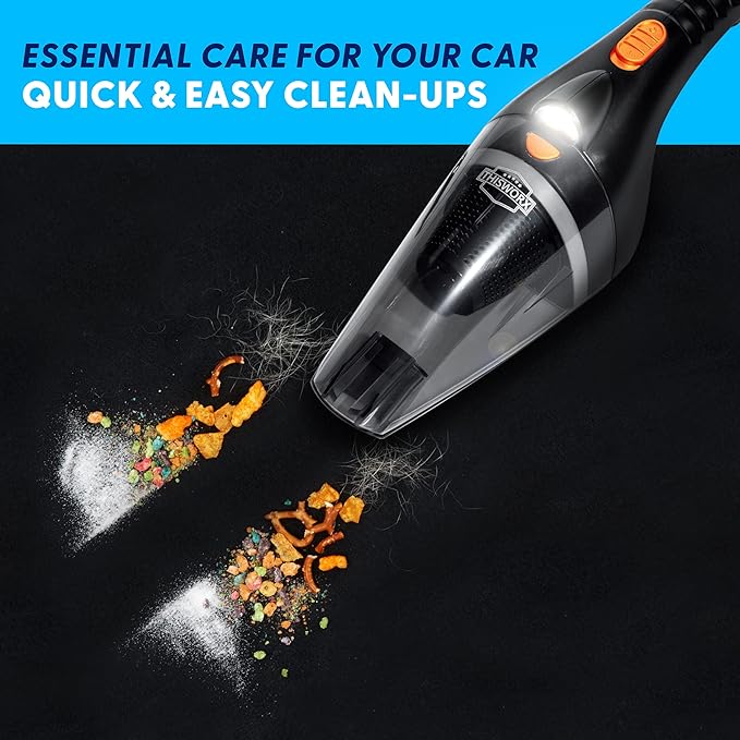 ThisWorx Car Vacuum Cleaner 2.0 Portable Handheld Mini Vacuums Cleaner W/ 16ft Cord LED Light Bag &amp Attachments- Small Vac for RV Boats Travel Car Accessories Lightweight