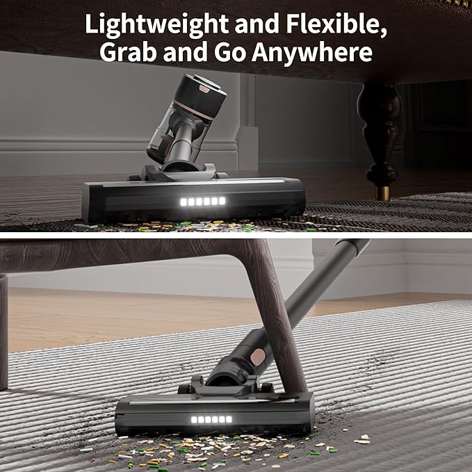 Mojojo H008G-SG Cordless Vacuum Cleaner 55 Min Runtime 200W Power 6 x 2200mAh Batteries 35KPA Suction (Silver Gray)