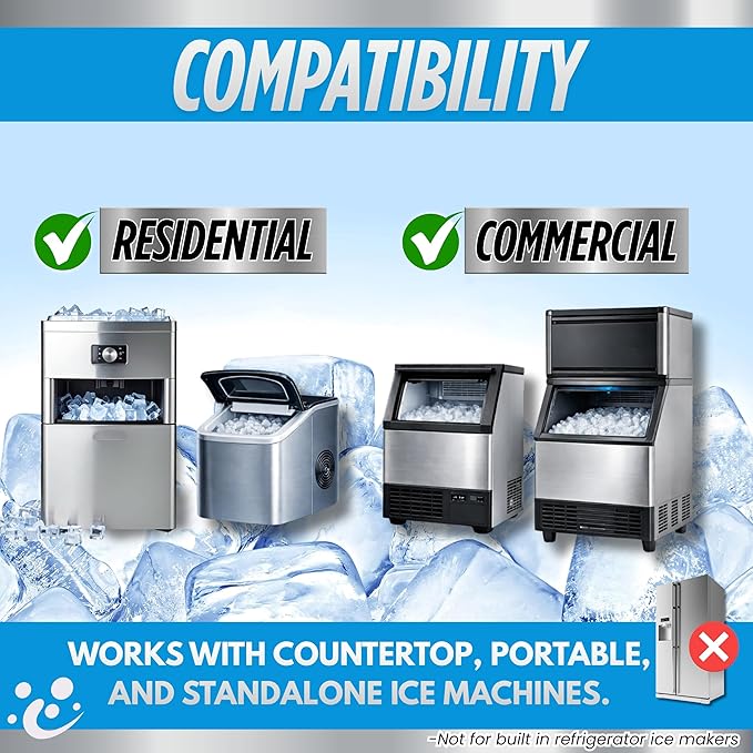 Oh Yuk Ice Machine Cleaner Descaler – Scale &amp Buildup Remover Nickel-Safe Ice Maker Cleaning Solution Compatible with GE nugget Igloo &amp All Standalone Ice Makers. For A Fresh Ice Machine