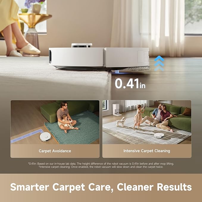 DREAME D30 Ultra Robot Vacuum and Mop 25000Pa Powerful Suction All-in-One Base Station with 100 Days Auto-Empty MopExtend Tech for Edge Cleaning Smart Obstacle Avoidance White