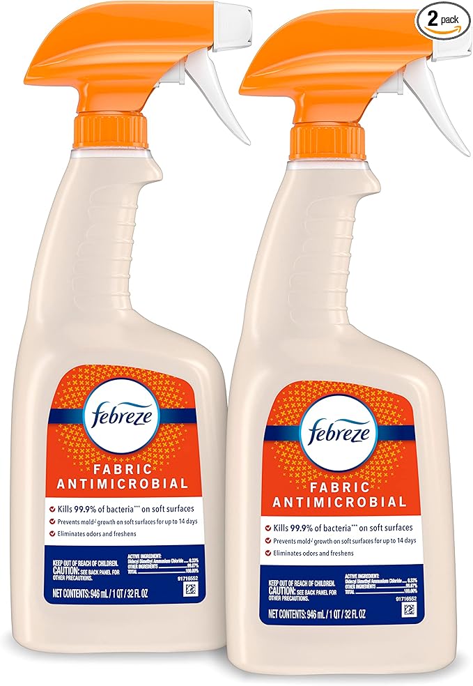 Febreze Fabric Spray Odor Eliminator for Strong Odor Sanitizing and Antimicrobial 32 fl oz (2 Count)