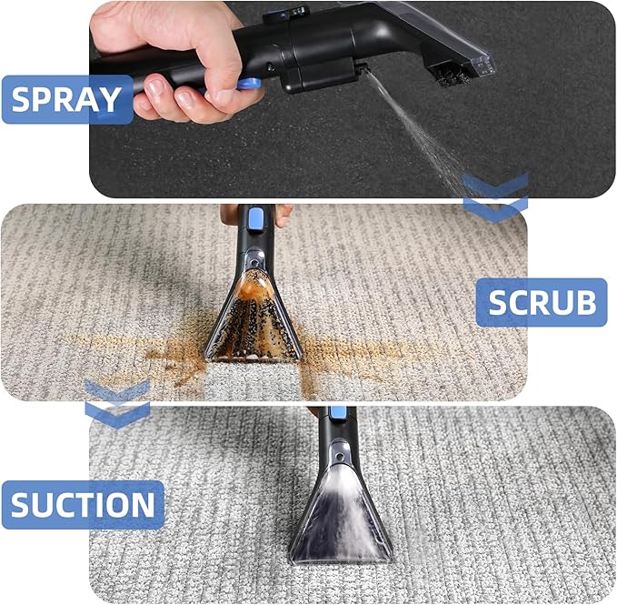 450W Powerful Portable Carpet &amp Upholstery Spot Cleaner Machine Free Cleaning solution Included 11Kpa Power Suction With Tools For Pets Area Rugs And Couches