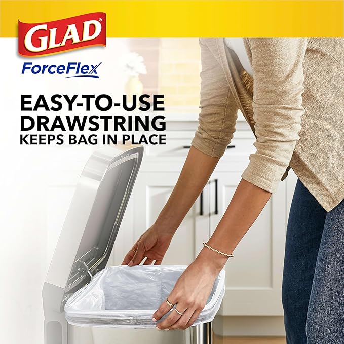 Glad ForceFlex Tall Kitchen Drawstring Trash Bags13 GalFragrance Free110 Ct (Package May Vary)(Pack of 3)