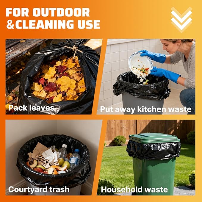 55-60 Gallon Trash Bags 120 Count 21 Micron HDPE Durable &amp Tear-Resistant Trash Can Liners Suitable for 55-60 Gallon Trash Can Garbage Bags for Packing Leaves Kitchen Waste &amp Household Wa