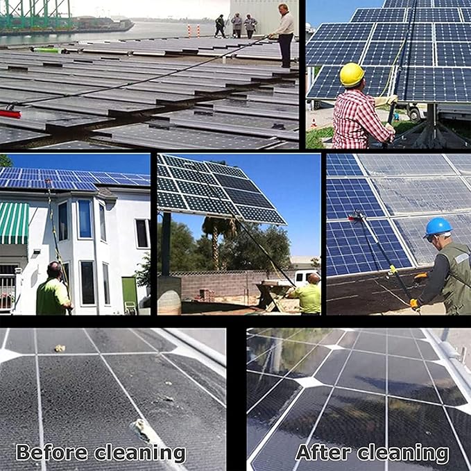 Professional Extendable Window Cleaning Pole with Telescopic Brush - Long Reach Aluminium Water Fed Kit for Telescopic Window Cleaner and Solar Panel Roof Cleaning