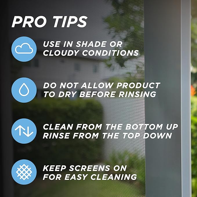 30 SECONDS Outdoor Window &amp Screen Concentrated Cleaner for Glass Patio Doors Fiberglass Furniture - No Screen Removal Required Spray &amp Rinse - Refill for Hose End Sprayer Bottles 1.1 Gal