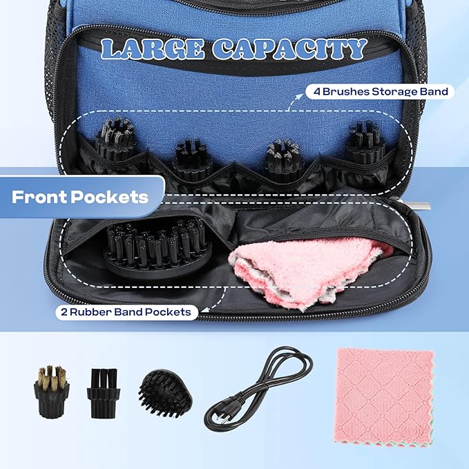 Moongiantgo Steam Cleaner Carry Bag Protective Organizer Case with Adjustable Compartments &amp Extra Pockets for Handheld Steamer Accessories (Storage Bag Only Machine Not Included)