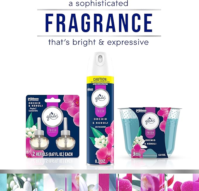 Glade PlugIns Refills Air Freshener Orchid &amp Neroli Scented and Essential Oils for Home and Bathroom 0.67 Fl Oz 10 Count