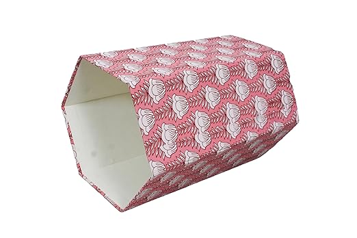 Generic 3.3 Gallon Cotton Hand Block Printed Paper Waste Basket |Small Decorative Trash Can for Housewarming Gifts in Living Room Bedroom Bathroom | Eco-Friendly Plastic-Free (1 PINK LOTS)