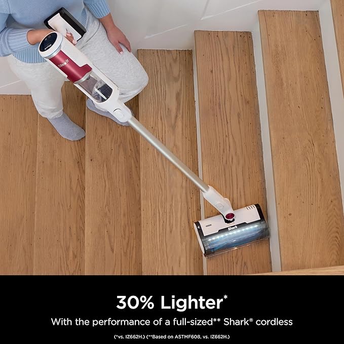 SHARK Clean &amp Empty Cordless Stick Vacuum Cleaner Auto-Empty System Self Cleaning Brushroll HEPA Filter Powerful Suction Compact Lightweight Perfect for Pet Hair (Renewed) (White + Bold Mage