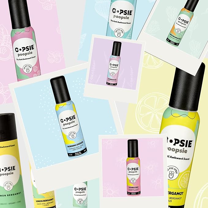 OOPSIE POOPSIE - Morning Shower - Before &amp After You Go Toilet Spray 2oz - Portable Odor Eliminator - 4 Pack