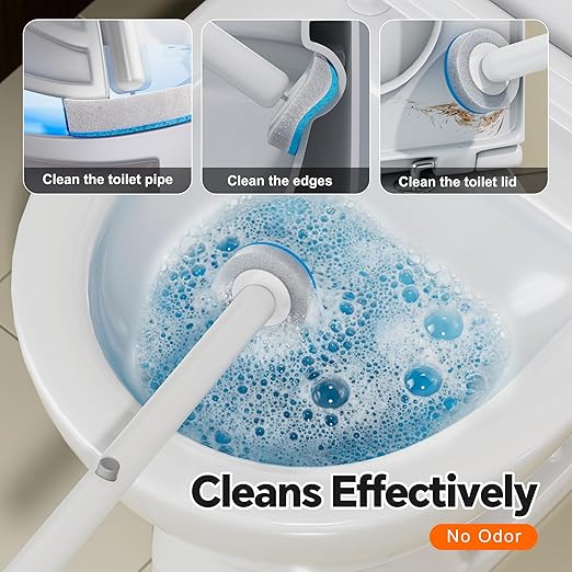 White Plastic Mini Trash Can Toilet Cleaner Stick Toilet Brush Holder 36 Refills 2-Gallon Trash Can with Pop-Out Lid Suitable for Bathrooms and Small Toilets.