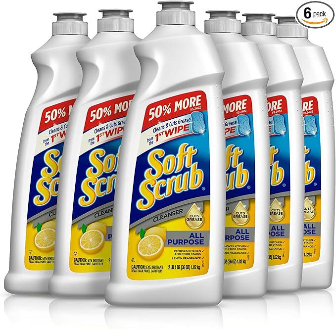Soft Scrub All Purpose Cleaner Surface Cleanser Lemon 36 Fluid Ounces 6 Count