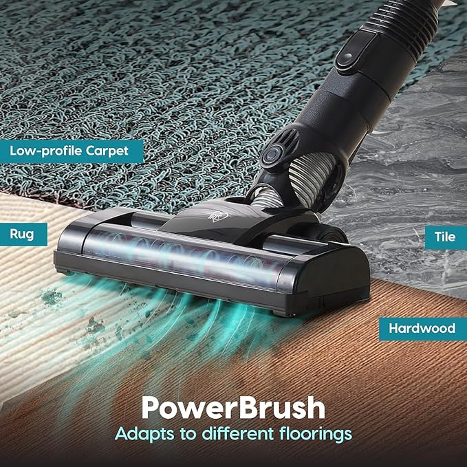 IRIS USA Cordless Cyclone Vacuum Cleaner w/Motorized Brush Head Stand Base &amp 4 Attachments 60K RPM Suction Stick Rechargeable Battery 35-Min Runtime for Hard Floors Rugs Carpets Home &amp
