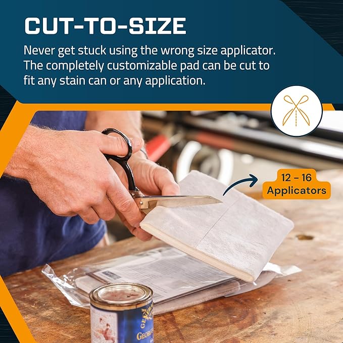 MāKRS Stain Pad Cut-to-Size Staining Pads 2-Pack Lint Snag Streak-Free Applicator Micro Brush Material Wood Stains and Oil Based Finishes Easy to Use with Consistent Application