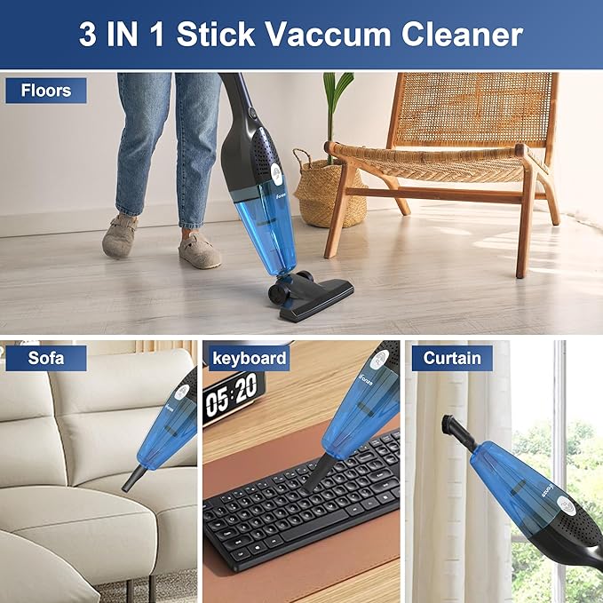 TBBSC Corded Stick Vacuum Cleaners 25KPa Lightweight Handheld Multi-Surface 3-in-1 Small Vacuum Cleaners 1000W Motor Household Vacuum for Home Hardwood Floor Carpet Car Pet Hair Black