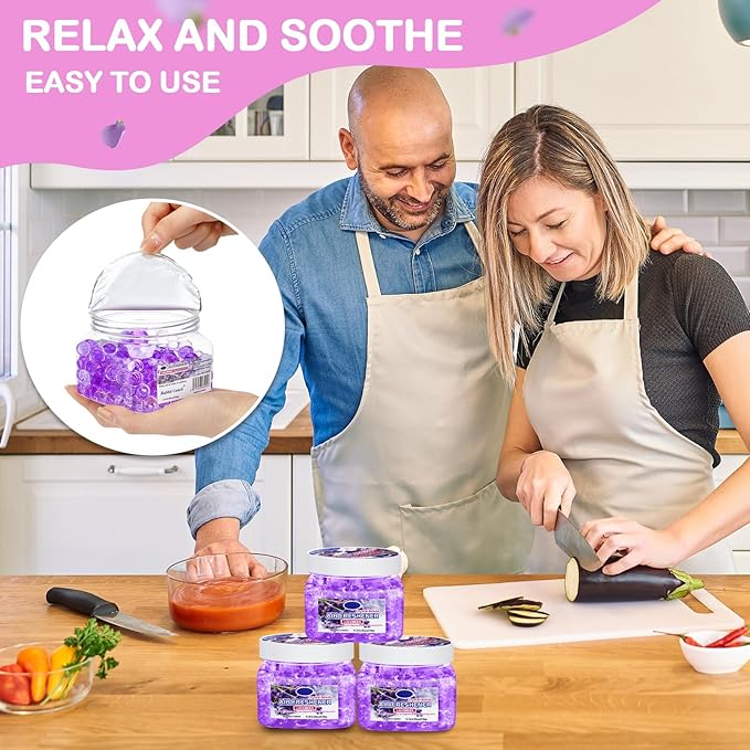12 Pcs Gel Air Freshener Bulk Odor Gel Eliminator Beads 8 oz Long Lasting Air Freshener Beads Eliminates Odors in Home Bathrooms Cars Boats Rvs and Pet Areas(Lavender)