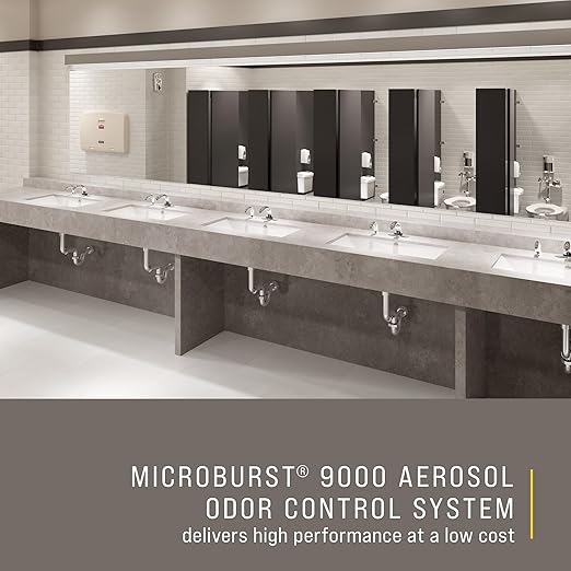 Rubbermaid Commercial Microburst 9000 Aerosol Odor Control LCD Dispenser White for Restaurants/Hotels/Schools/Airports/Offices