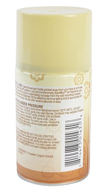 Metered Air Freshener Refills for Aerosol Dispenser – Vanilla Scent – 6.2 oz – 12 Pack – Automatic Air Freshener Spray Refill – Commercial Aerosol Deodorizer for Office Bathroom Gym Businesses