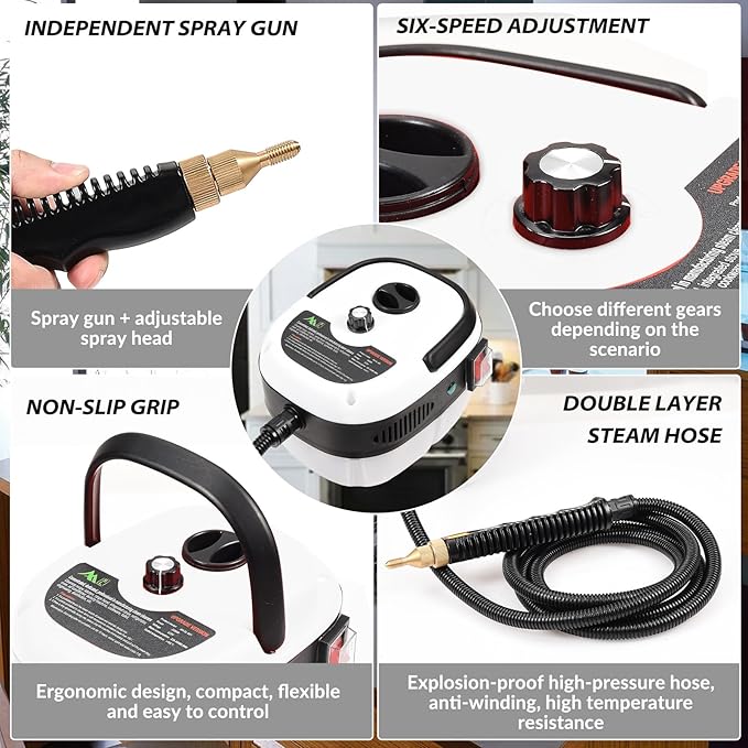 High Temperature Pressurized Steam Handheld High Pressure Steam Cleaning Machine Portable 110 V Tank for Air Conditioning Kitchen Range Hood